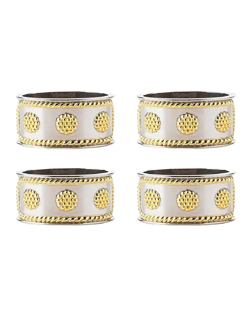 Juliska Berry & Thread Silver/Gold Napkin Ring, Set of 4