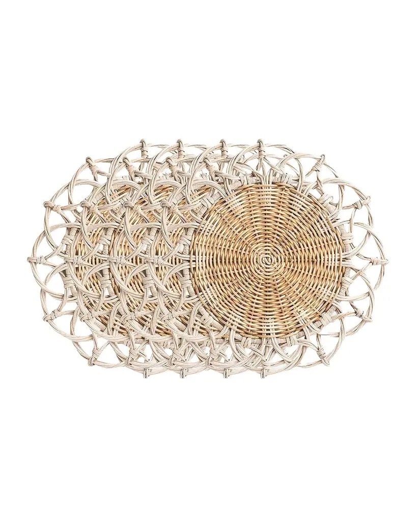 Juliska Provence Rattan Whitewash Placemats, Set of 4