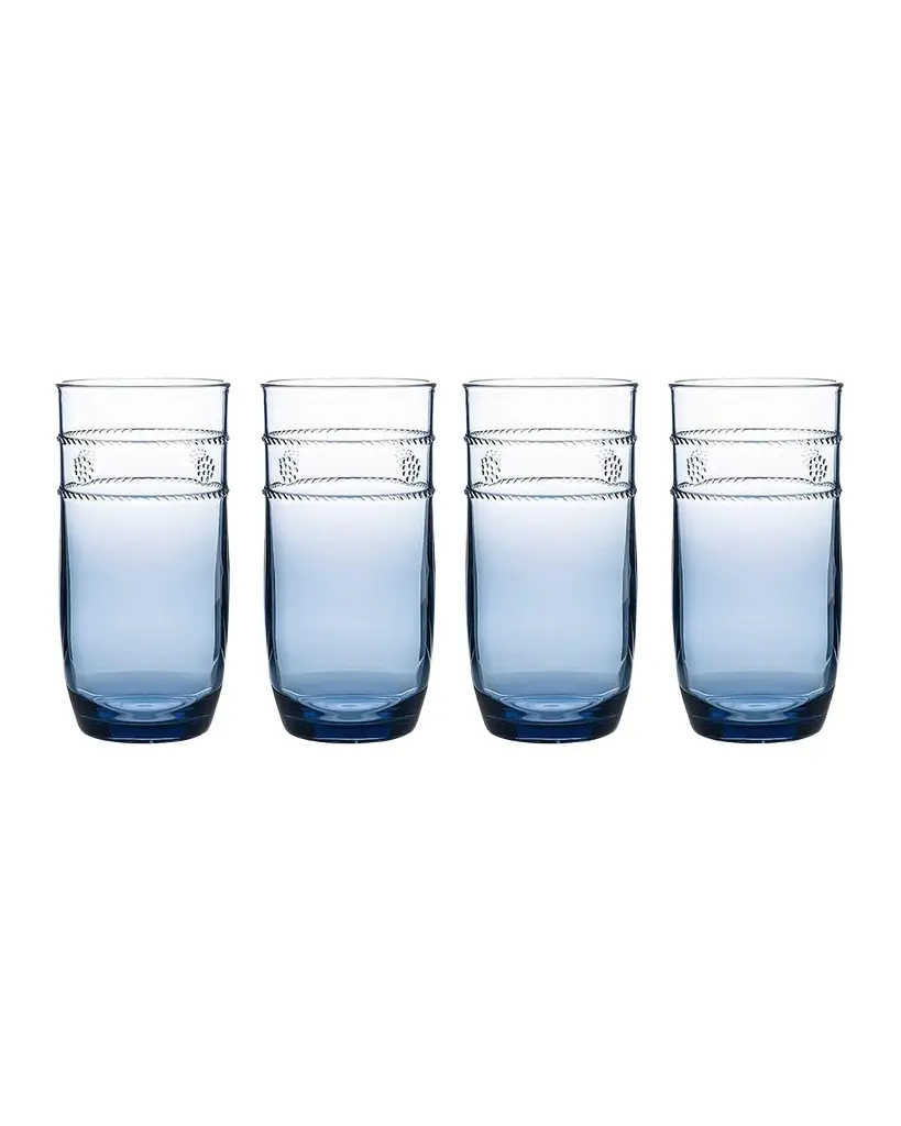 Juliska Isabella Acrylic Large Blue Tumblers, Set of 4