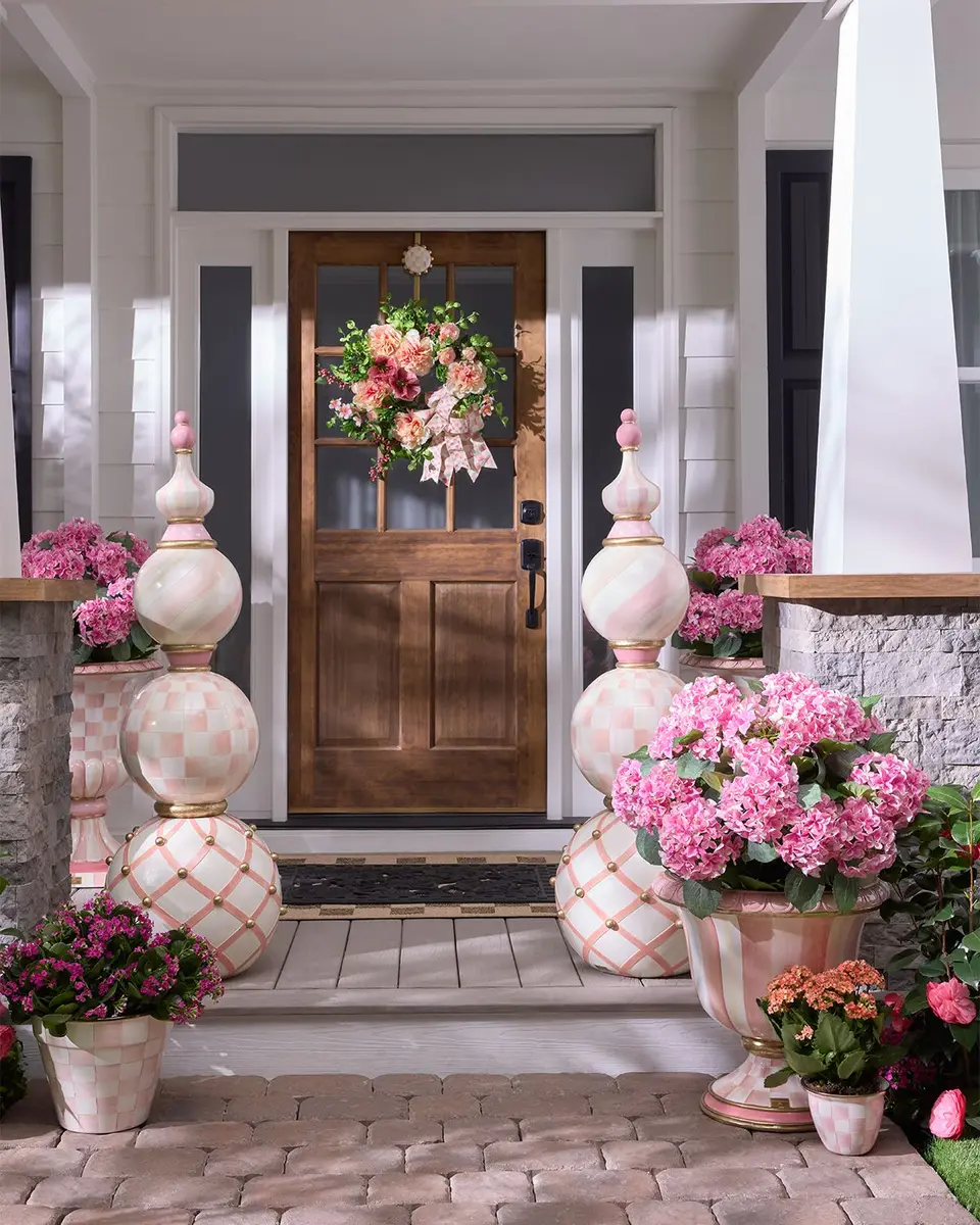 MacKenzie-Childs Rosy Check Large Flower Pot | Thumbnail 2