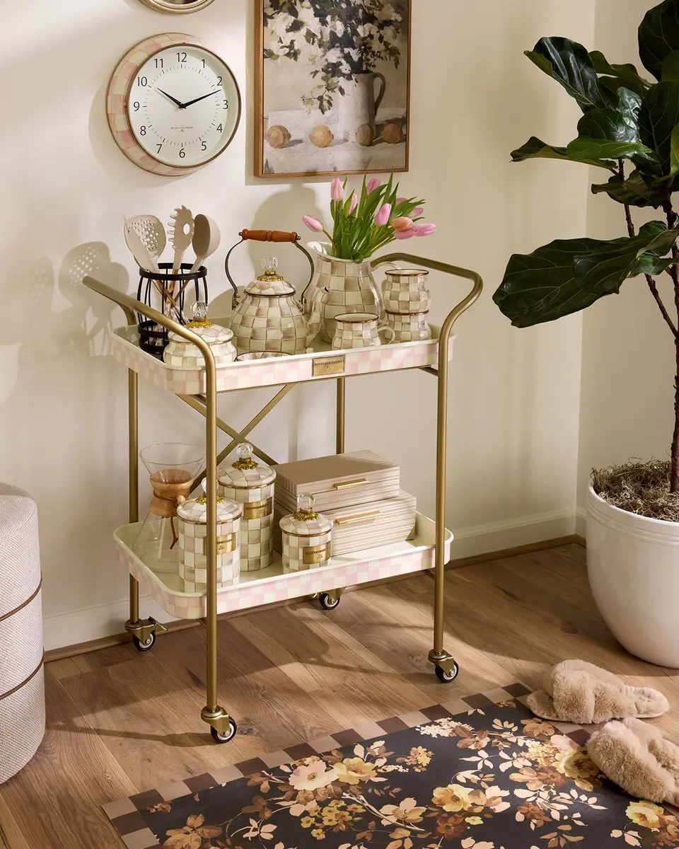 MacKenzie-Childs Rosy Check 2-Tier Kitchen Cart | Thumbnail 5 MacKenzie-Childs Rosy Check 2-Tier Kitchen Cart | Thumbnail 5