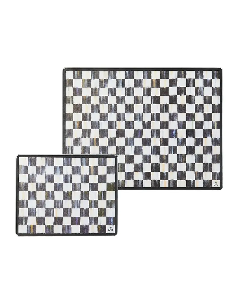 MacKenzie-Childs Courtly Check Glass Cutting Boards, Set of 2 | Image 1 MacKenzie-Childs Courtly Check Glass Cutting Boards, Set of 2 | Image 1