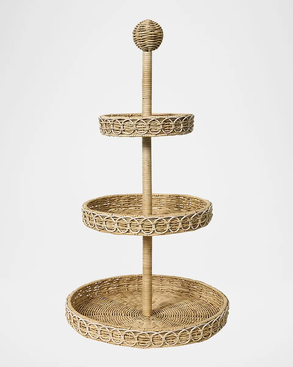Juliska Provence Rattan 3-Tier Shelving Unit in Whitewash | Thumbnail 2 Juliska Provence Rattan 3-Tier Shelving Unit in Whitewash | Thumbnail 2