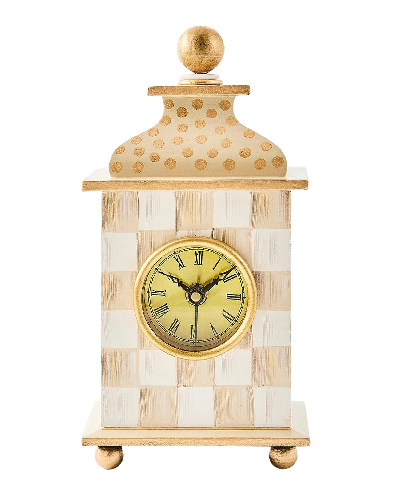MacKenzie-Childs Mocha Check Desk Clock