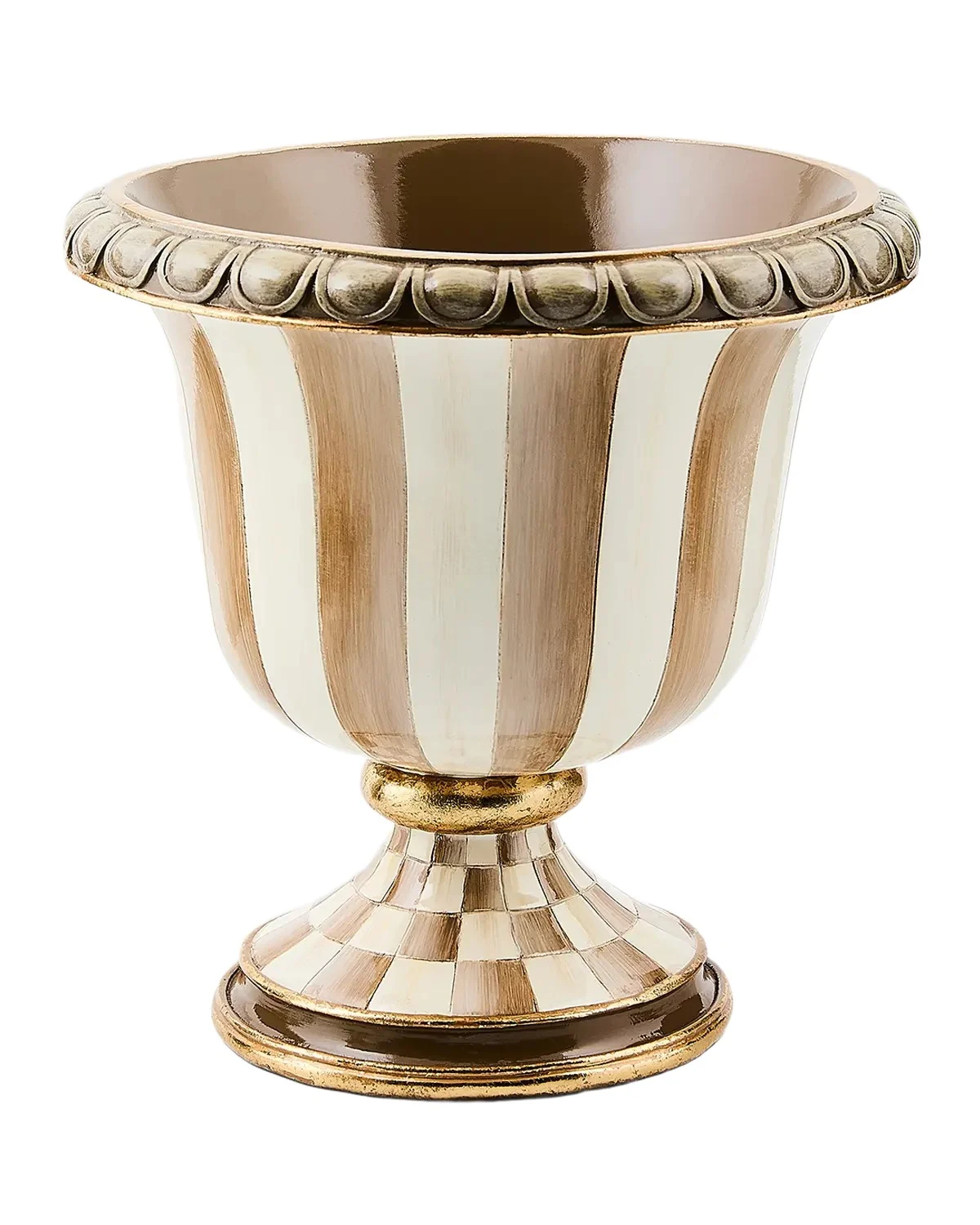 MacKenzie-Childs Mocha Stripe Tabletop Urn