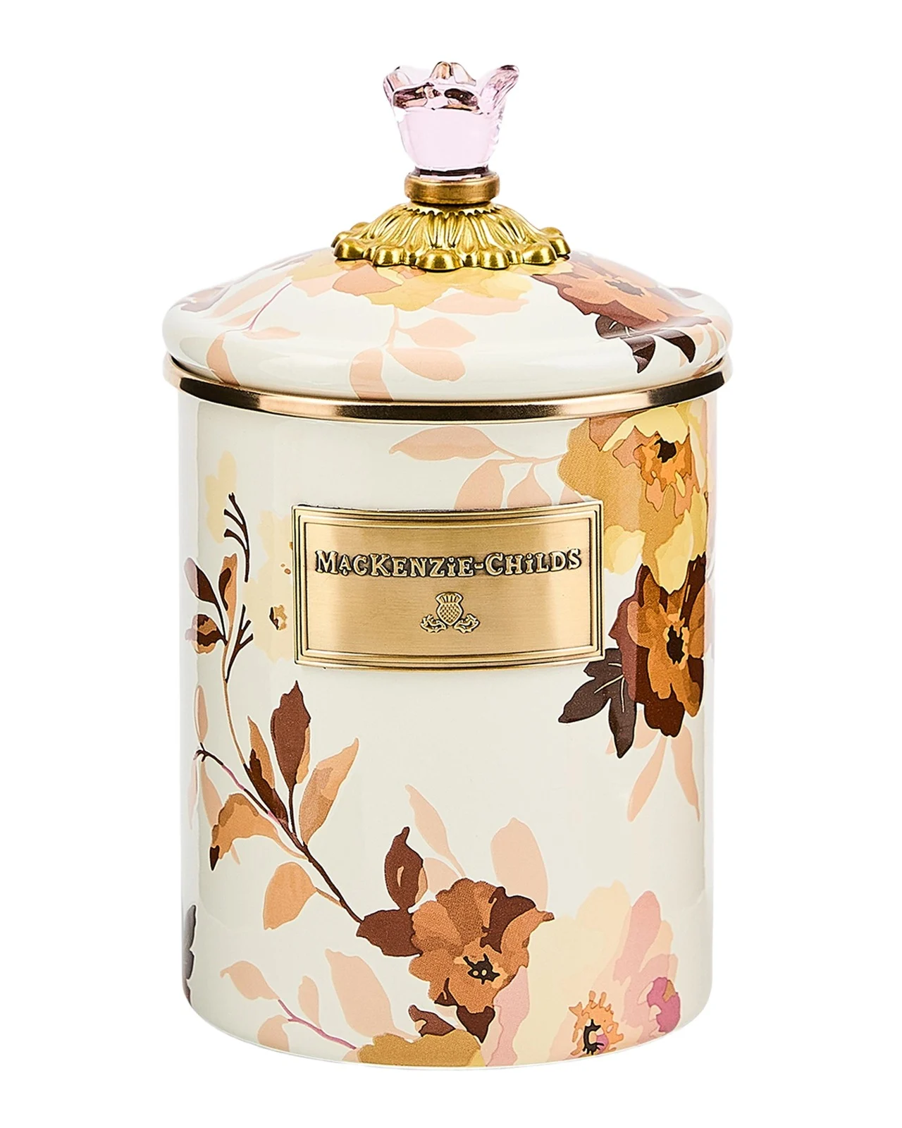 MacKenzie-Childs Wild Rose White Medium Canister