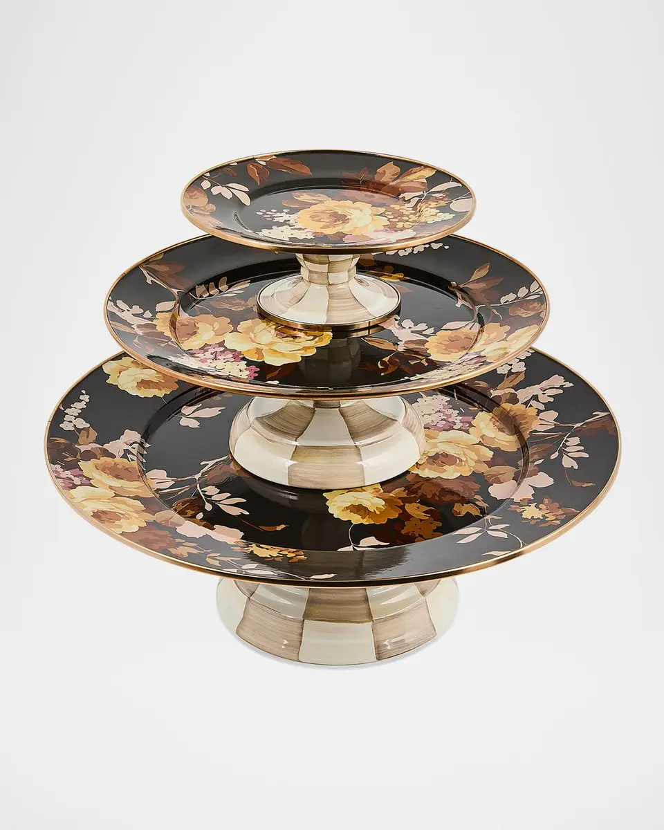 MacKenzie-Childs Wild Rose Mocha Small Pedestal Platter | Thumbnail 2 MacKenzie-Childs Wild Rose Mocha Small Pedestal Platter | Thumbnail 2