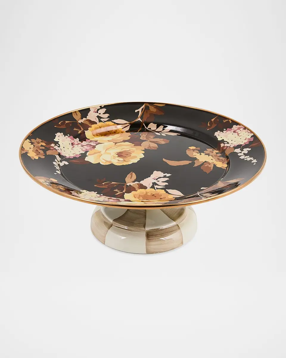 MacKenzie-Childs Wild Rose Mocha Small Pedestal Platter | Thumbnail 3 MacKenzie-Childs Wild Rose Mocha Small Pedestal Platter | Thumbnail 3