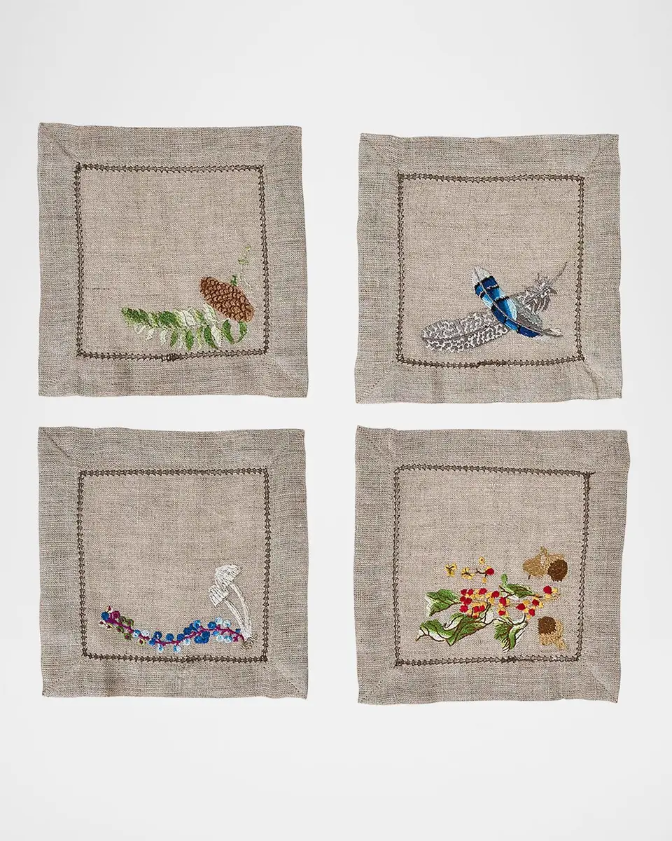 Juliska Forest Walk Assorted Embroidered Cocktail Napkins, Set of 4 | Thumbnail 4 Juliska Forest Walk Assorted Embroidered Cocktail Napkins, Set of 4 | Thumbnail 4