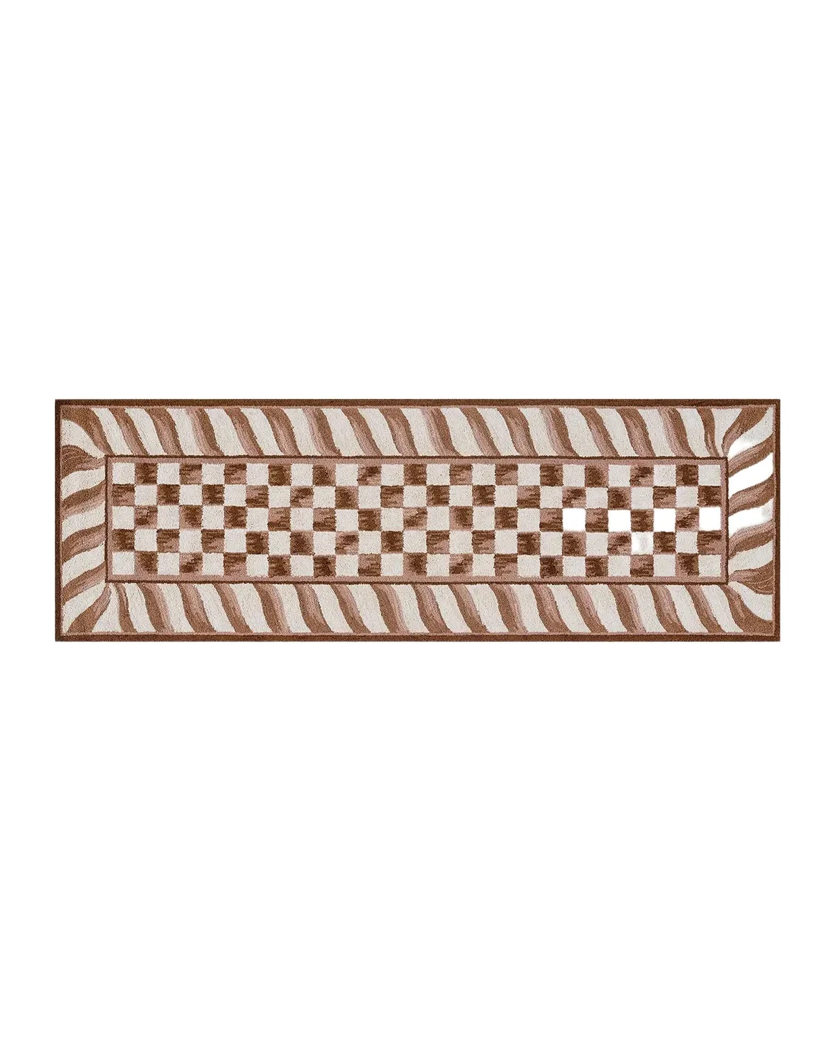 MacKenzie-Childs Mocha Check Runner Rug, 3 ' x 8 '