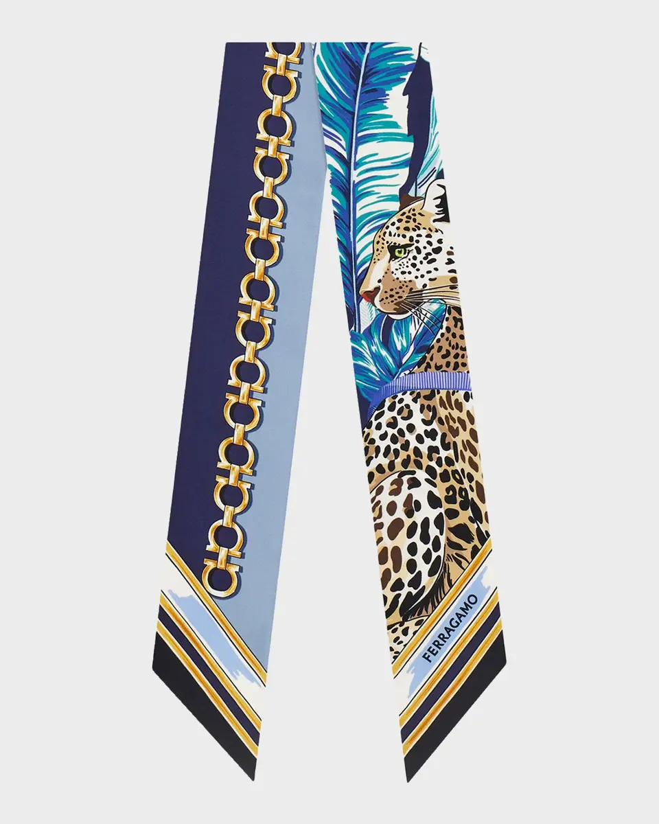 Ferragamo Felini Print Silk Mini Bandeau Scarf | Thumbnail 2