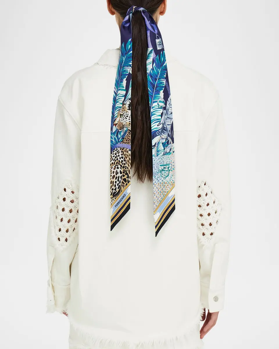 Ferragamo Felini Print Silk Mini Bandeau Scarf | Thumbnail 3