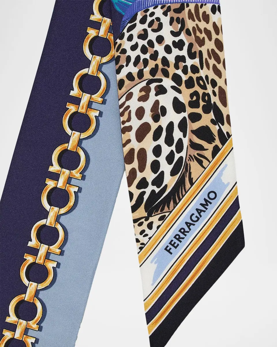 Ferragamo Felini Print Silk Mini Bandeau Scarf | Thumbnail 4