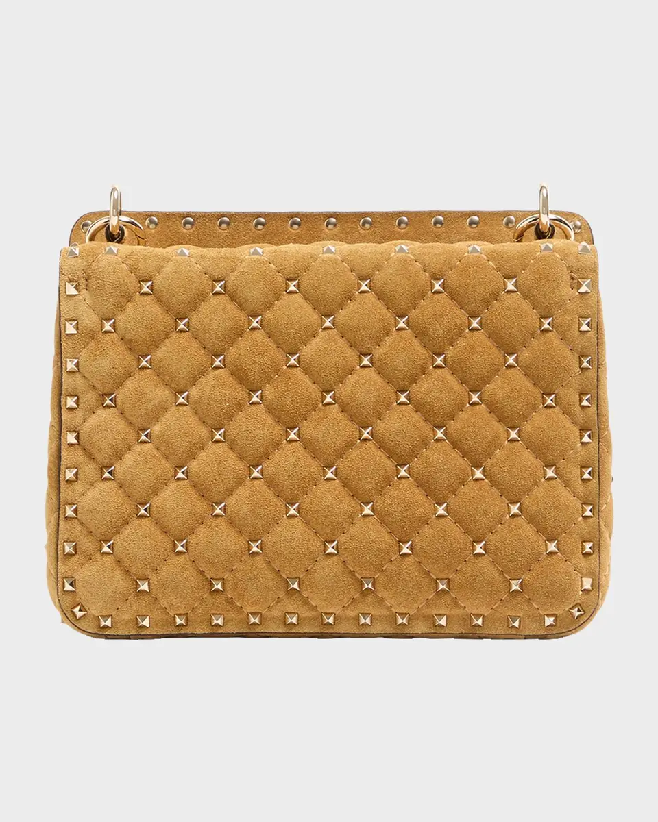 Valentino Garavani Quilted Rockstud Suede Shoulder Bag | Thumbnail 3 Valentino Garavani Quilted Rockstud Suede Shoulder Bag | Thumbnail 3