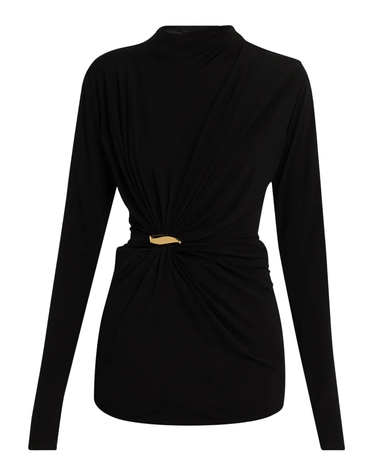 Bottega Veneta Long-Sleeve Gathered Viscose Top