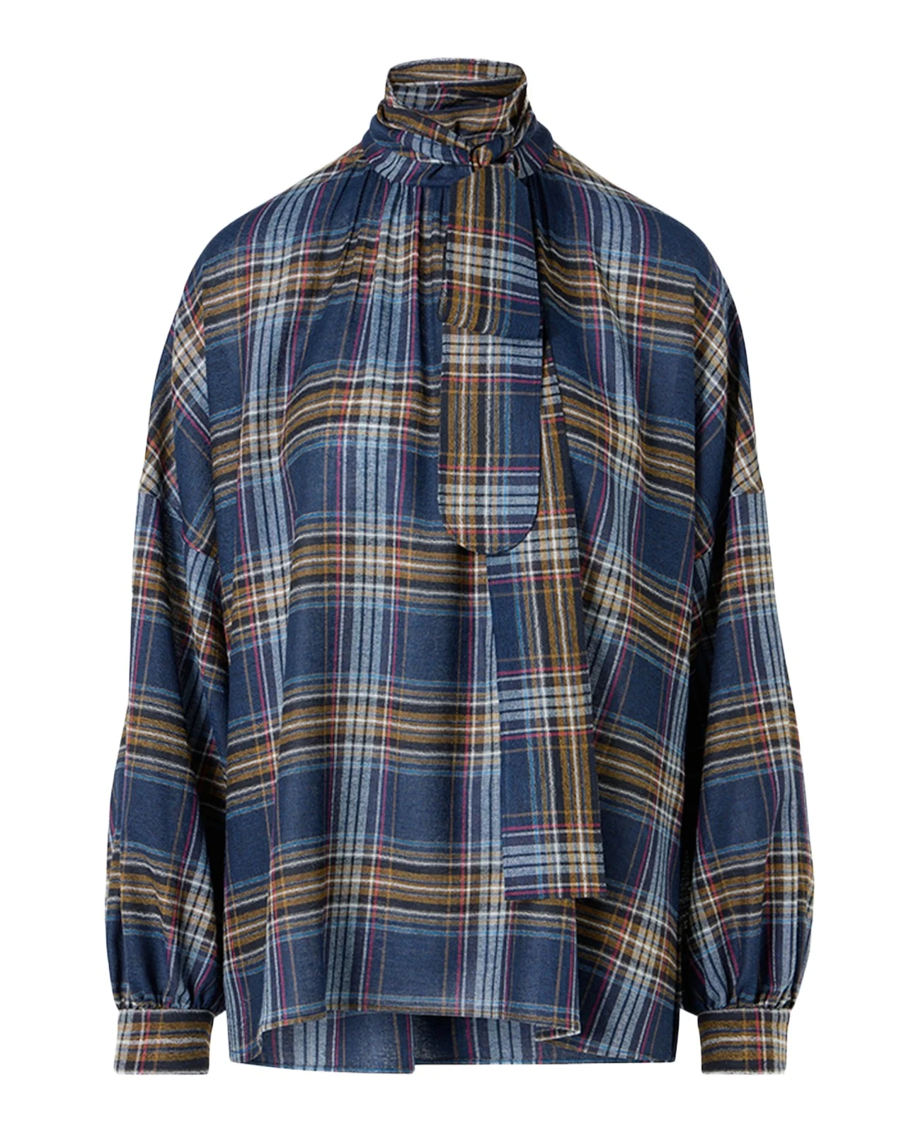 Akris punto Checked Wool-Blend Blouse