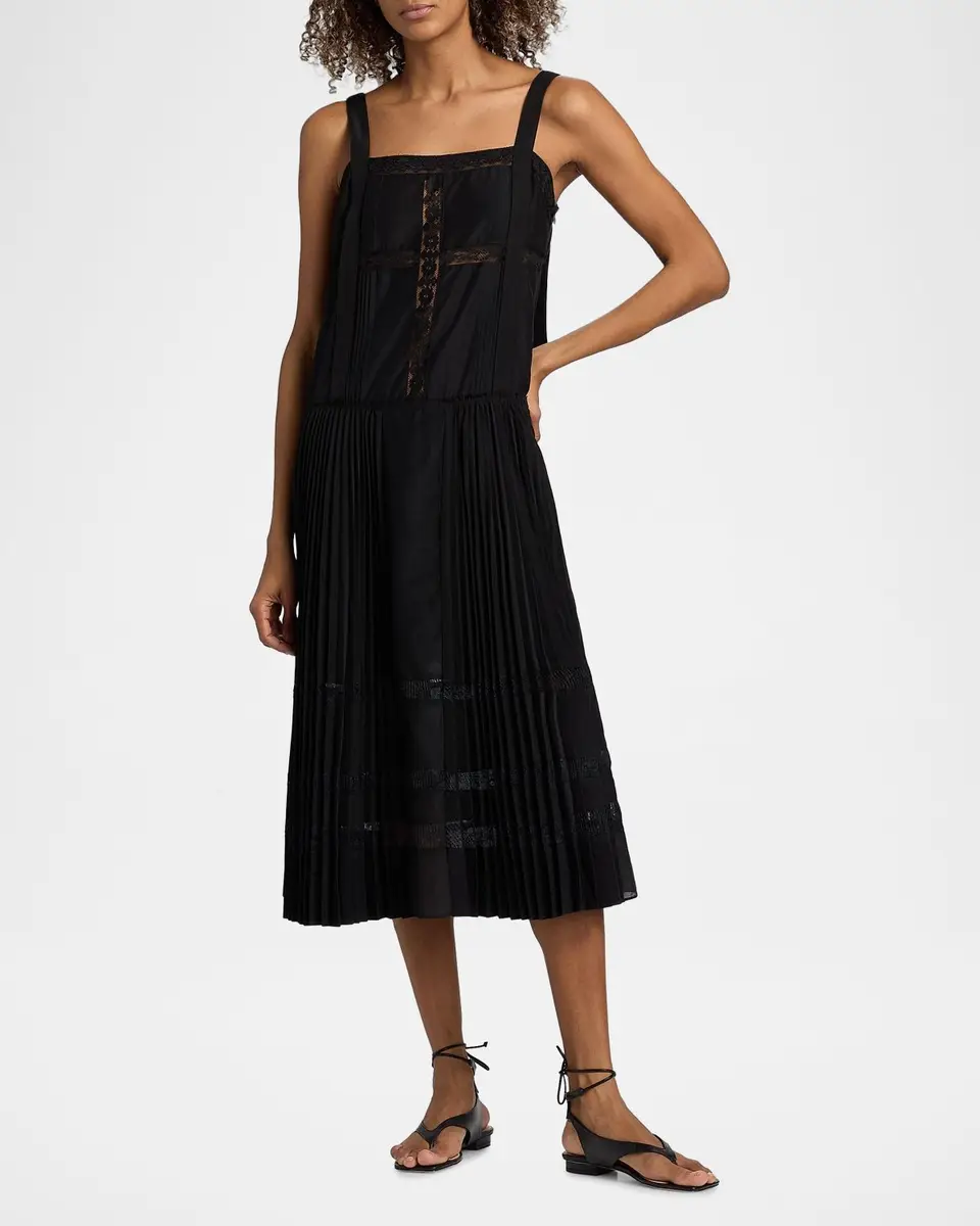 3.1 Phillip Lim Pleated Lace-Inset Midi Dress | Thumbnail 2 3.1 Phillip Lim Pleated Lace-Inset Midi Dress | Thumbnail 2