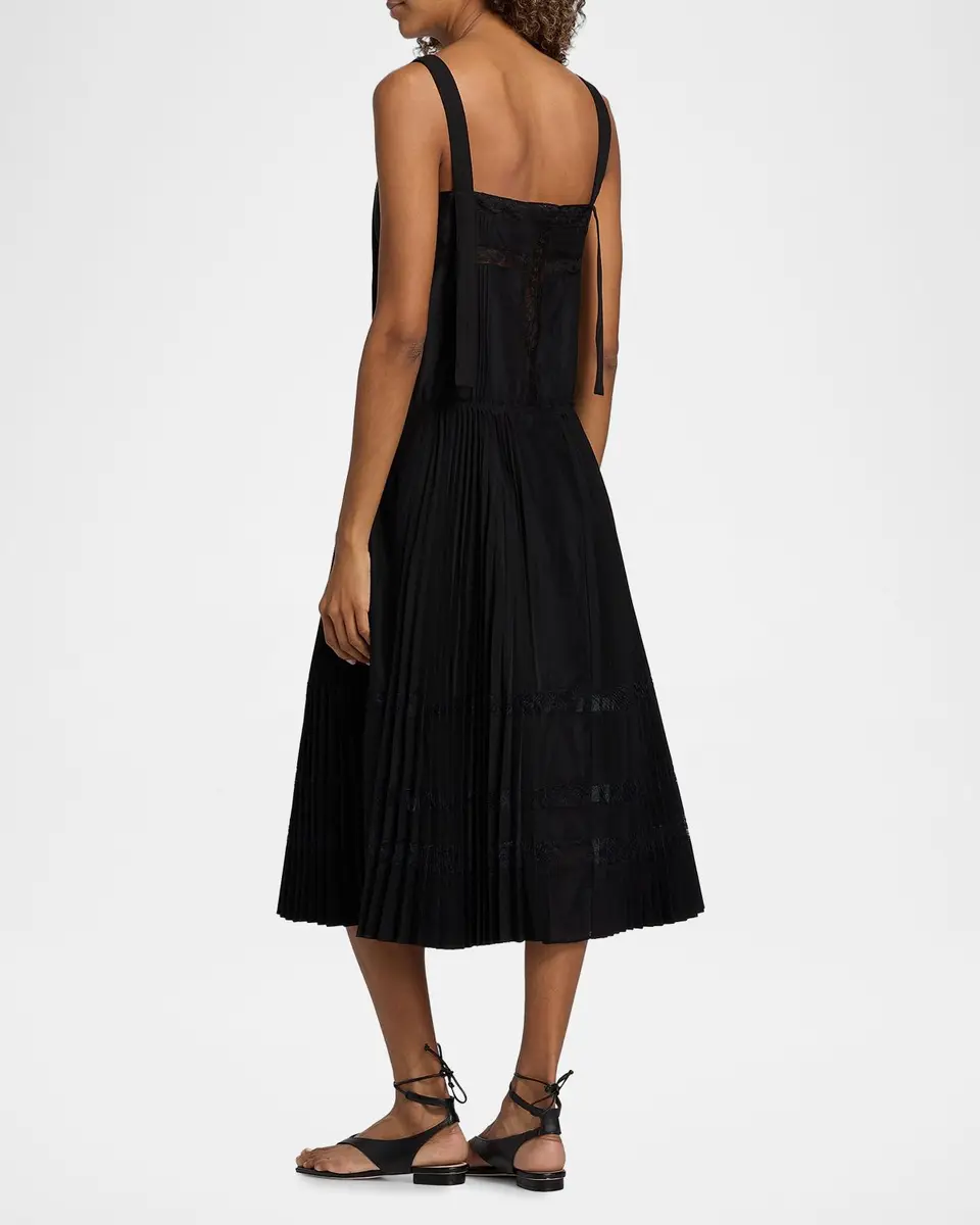 3.1 Phillip Lim Pleated Lace-Inset Midi Dress | Thumbnail 3 3.1 Phillip Lim Pleated Lace-Inset Midi Dress | Thumbnail 3