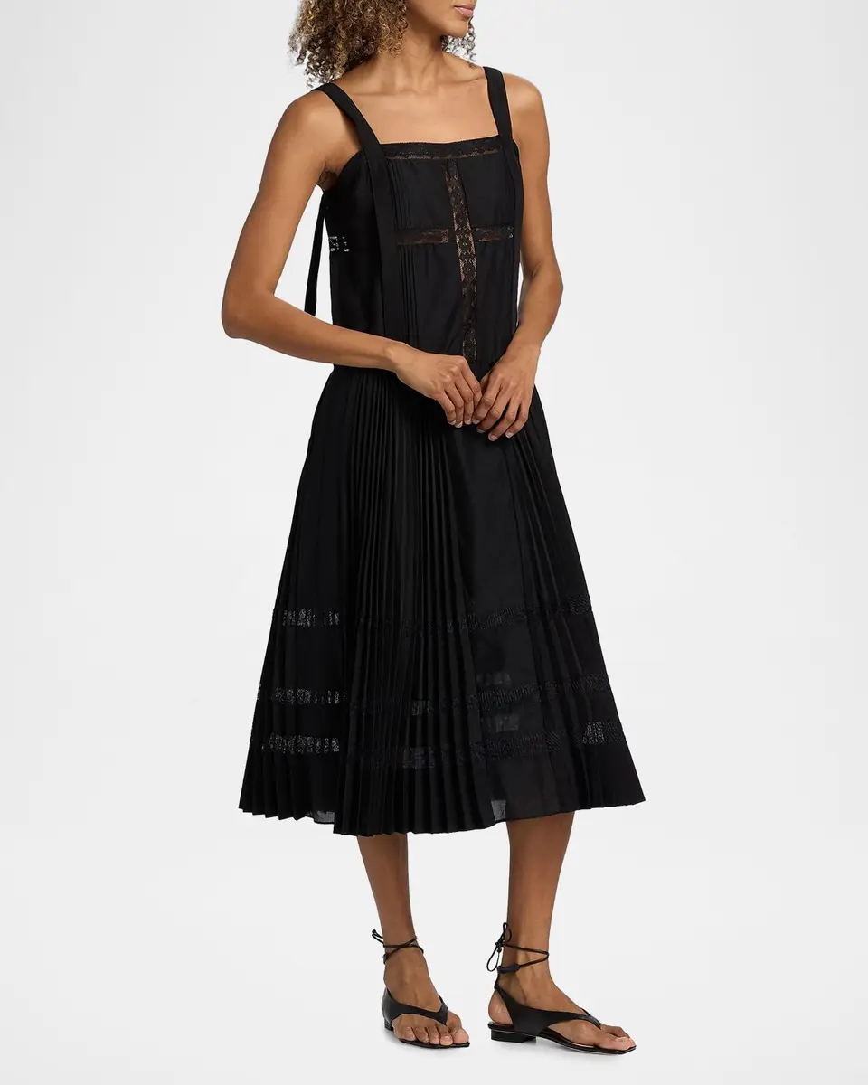 3.1 Phillip Lim Pleated Lace-Inset Midi Dress | Thumbnail 7 3.1 Phillip Lim Pleated Lace-Inset Midi Dress | Thumbnail 7