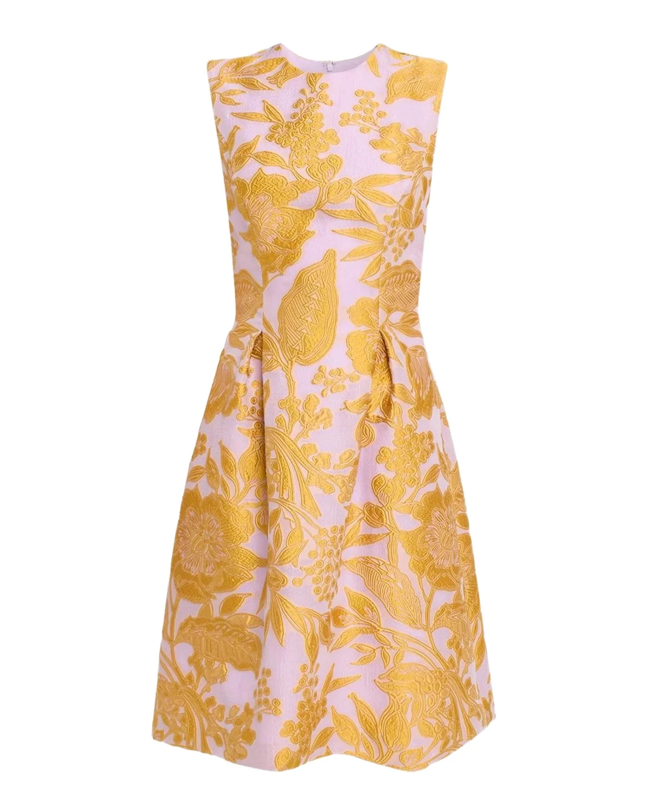 Sleeveless Floral Fil Coupe Knee-Length Dress