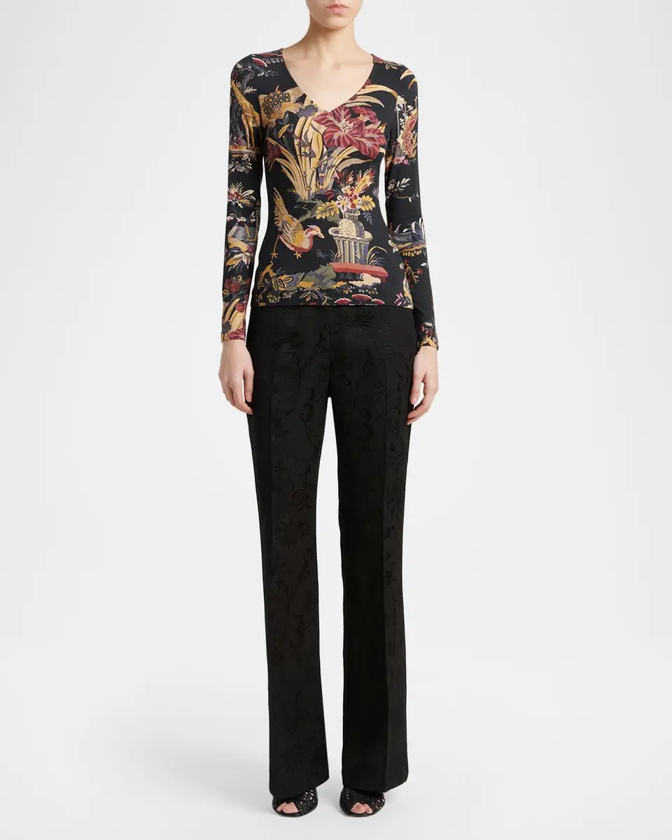 Etro Floral-Print Long-Sleeve Jersey Top | Thumbnail 2