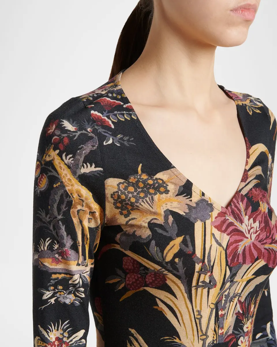 Etro Floral-Print Long-Sleeve Jersey Top | Thumbnail 5