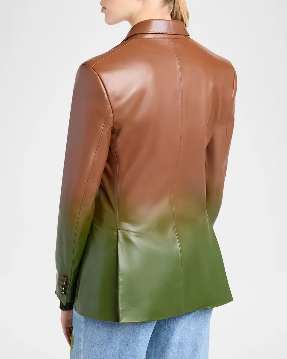 Etro Ombre Leather Single-Breasted Jacket | Thumbnail 3 Etro Ombre Leather Single-Breasted Jacket | Thumbnail 3