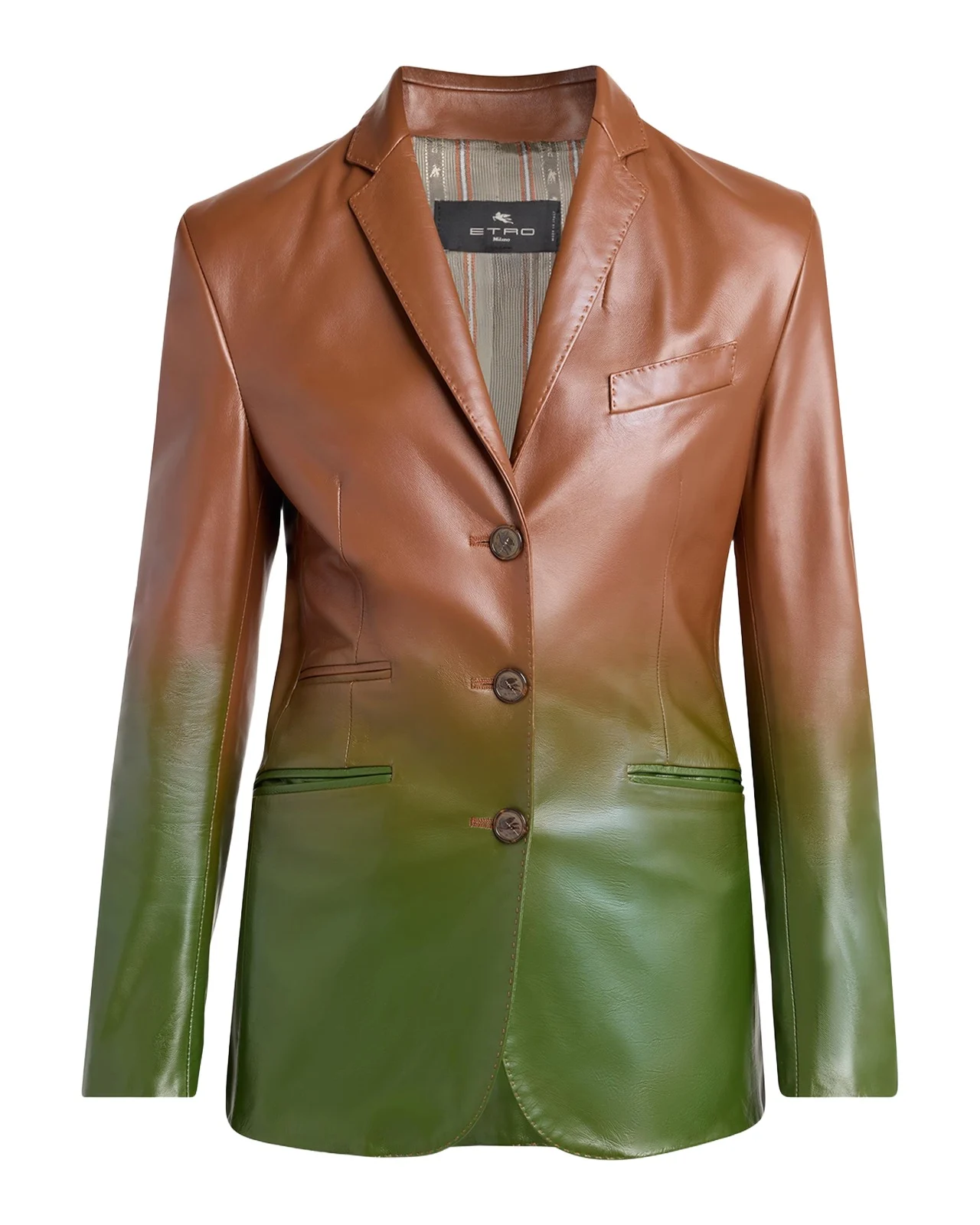 Ombre Leather Single-Breasted Jacket