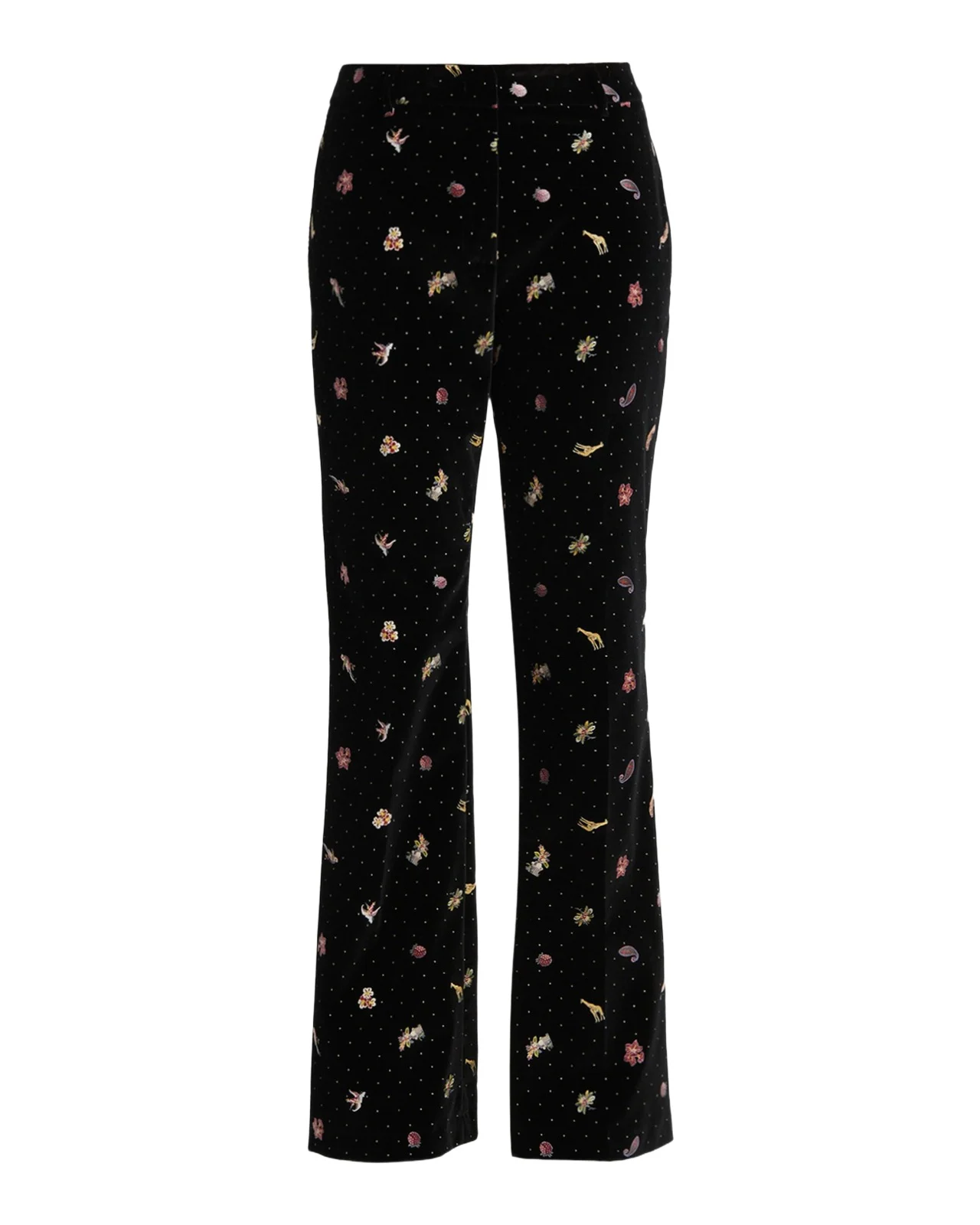 Polka-Dot Velvet Flare Trousers