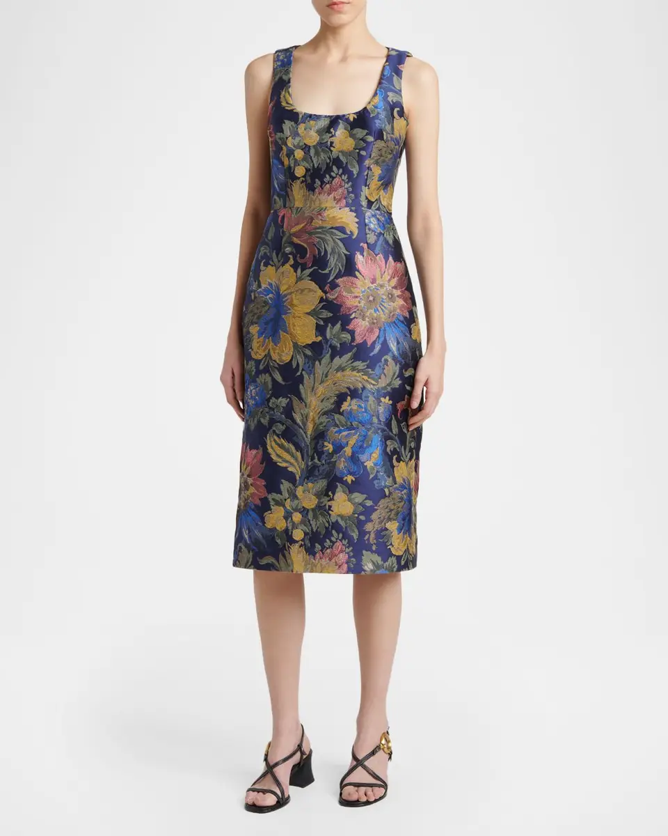 Etro Sleeveless Floral Jacquard Midi Dress | Thumbnail 4 Etro Sleeveless Floral Jacquard Midi Dress | Thumbnail 4
