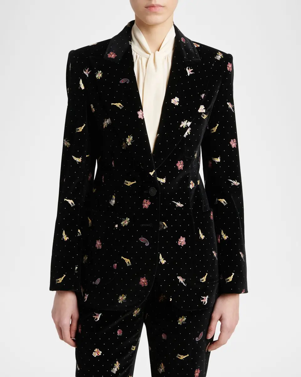 Etro Polka-Dot Velvet Single-Breasted Jacket | Thumbnail 4 Etro Polka-Dot Velvet Single-Breasted Jacket | Thumbnail 4