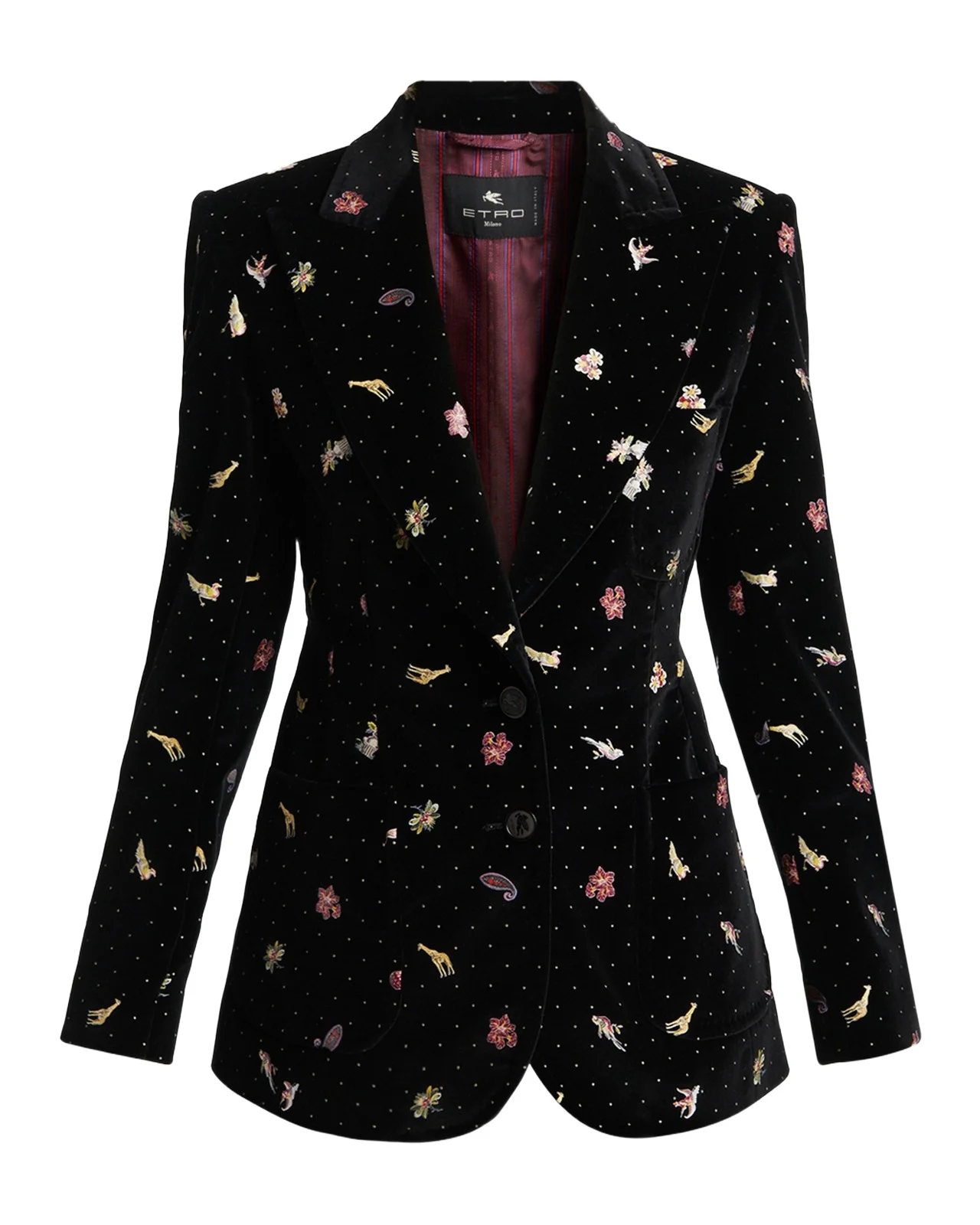 Polka-Dot Velvet Single-Breasted Jacket Polka-Dot Velvet Single-Breasted Jacket