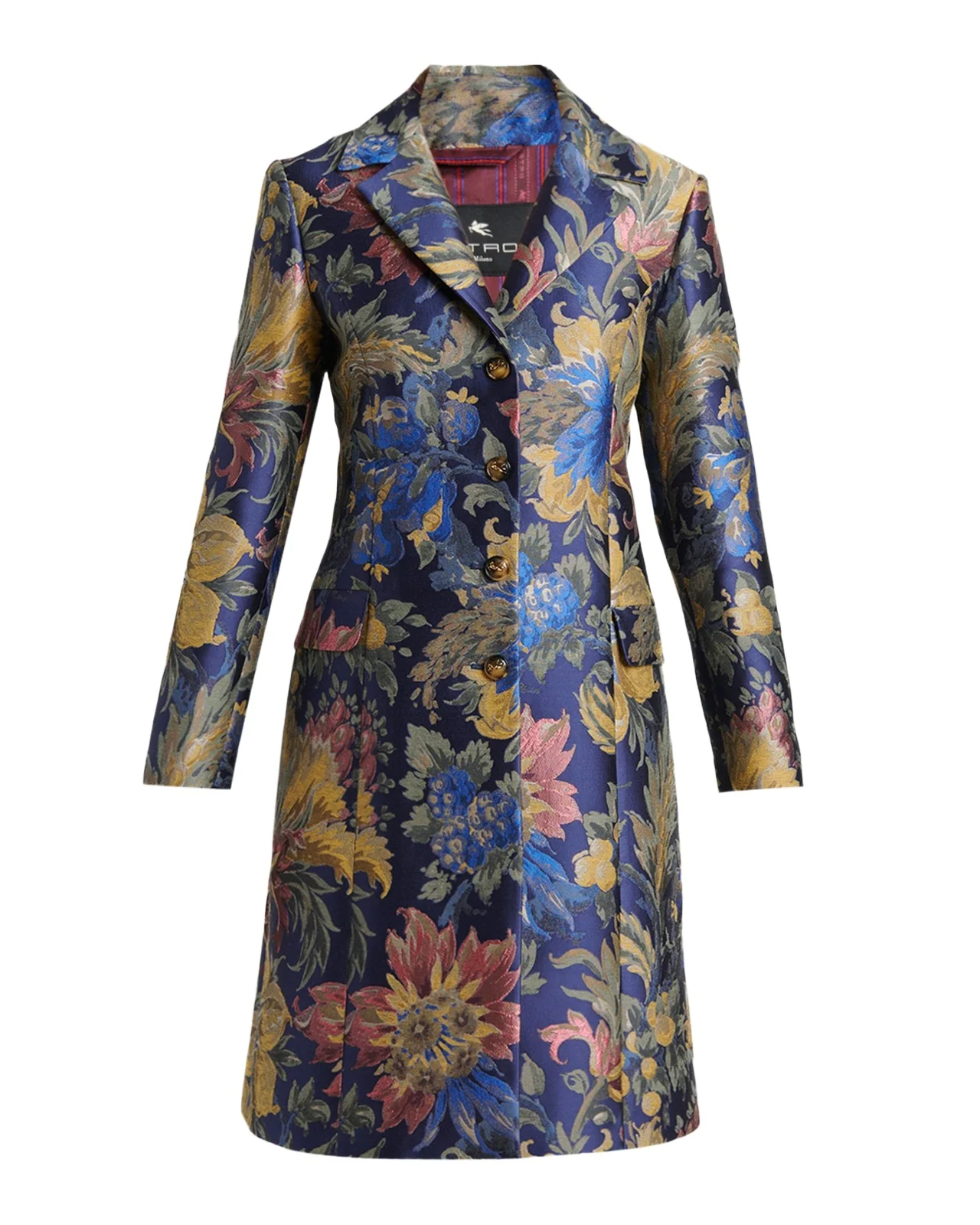 Floral Jacquard Single-Breasted A-Line Jacket Floral Jacquard Single-Breasted A-Line Jacket