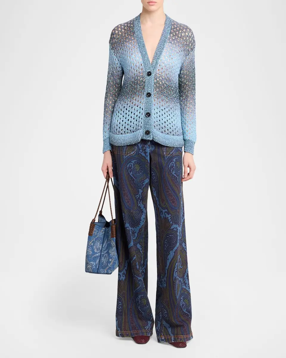Etro Paillette Ombre Open-Knit V-Neck Cardigan | Thumbnail 2