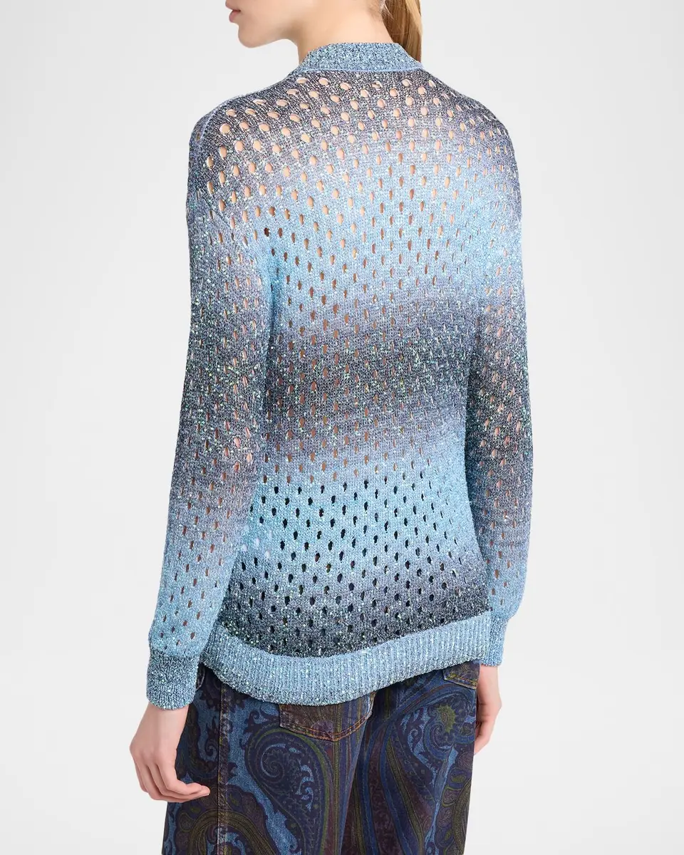Etro Paillette Ombre Open-Knit V-Neck Cardigan | Thumbnail 3