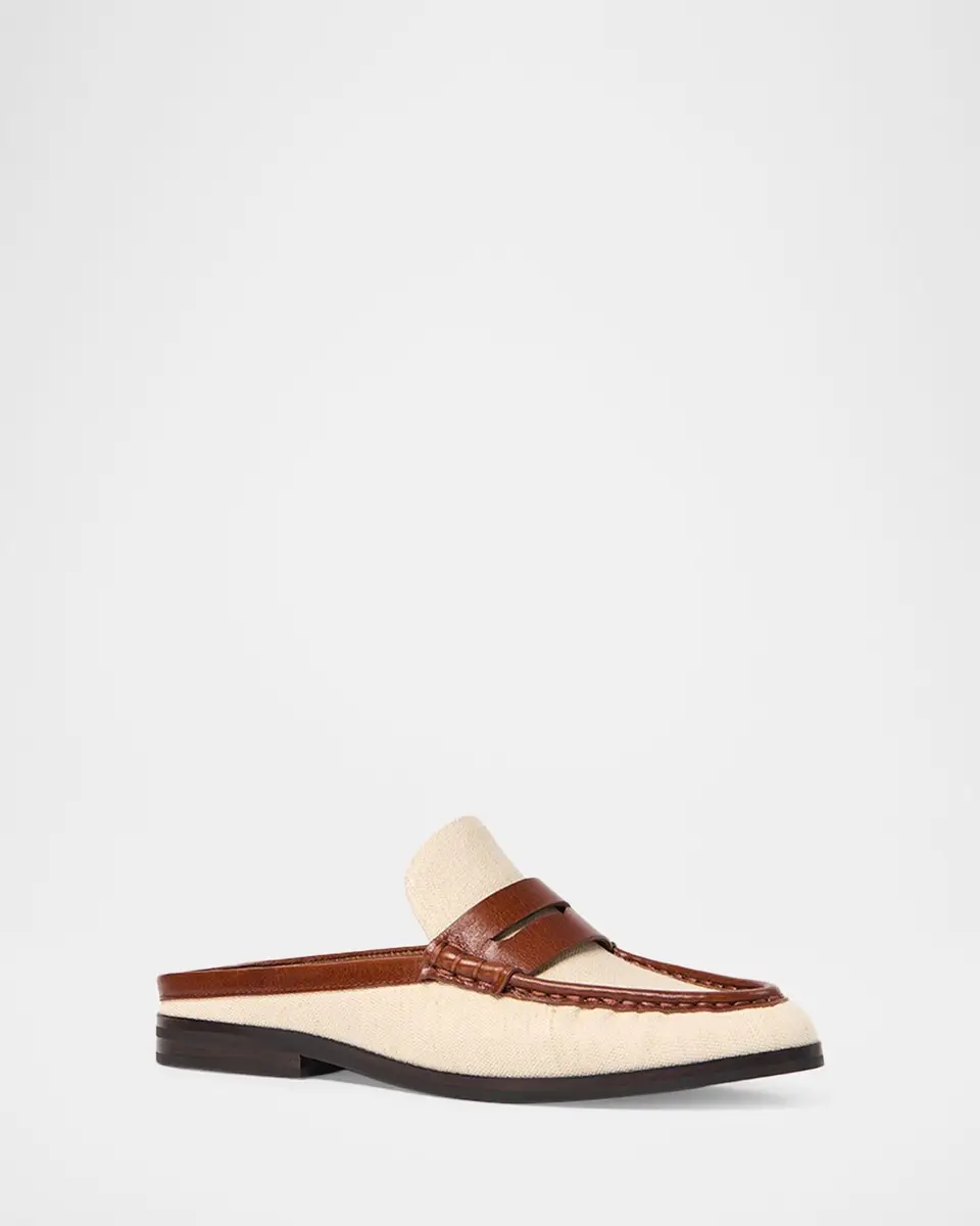 Simkhai Dean Canvas & Leather Backless Loafers | Thumbnail 2 Simkhai Dean Canvas & Leather Backless Loafers | Thumbnail 2
