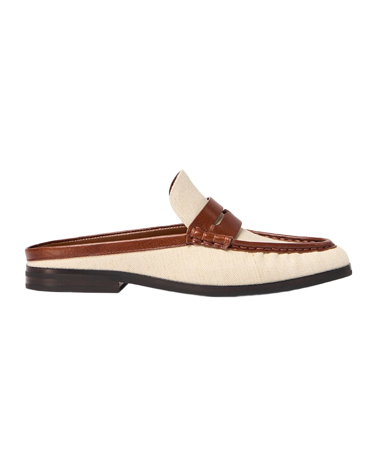 Dean Canvas & Leather Backless Loafers Dean Canvas & Leather Backless Loafers