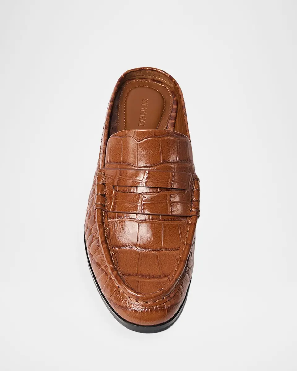 Simkhai Dean Croc-Embossed Leather Backless Loafers | Thumbnail 3 Simkhai Dean Croc-Embossed Leather Backless Loafers | Thumbnail 3