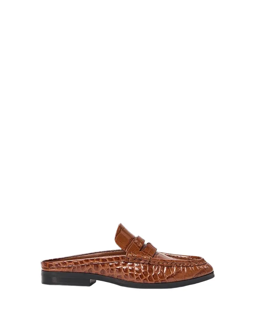 Dean Croc-Embossed Leather Backless Loafers Dean Croc-Embossed Leather Backless Loafers