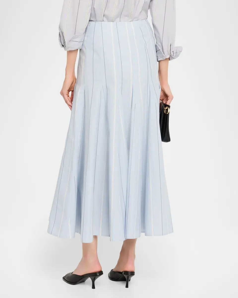 Polo Ralph Lauren Striped Godet Cotton Poplin Midi Skirt | Thumbnail 3 Polo Ralph Lauren Striped Godet Cotton Poplin Midi Skirt | Thumbnail 3