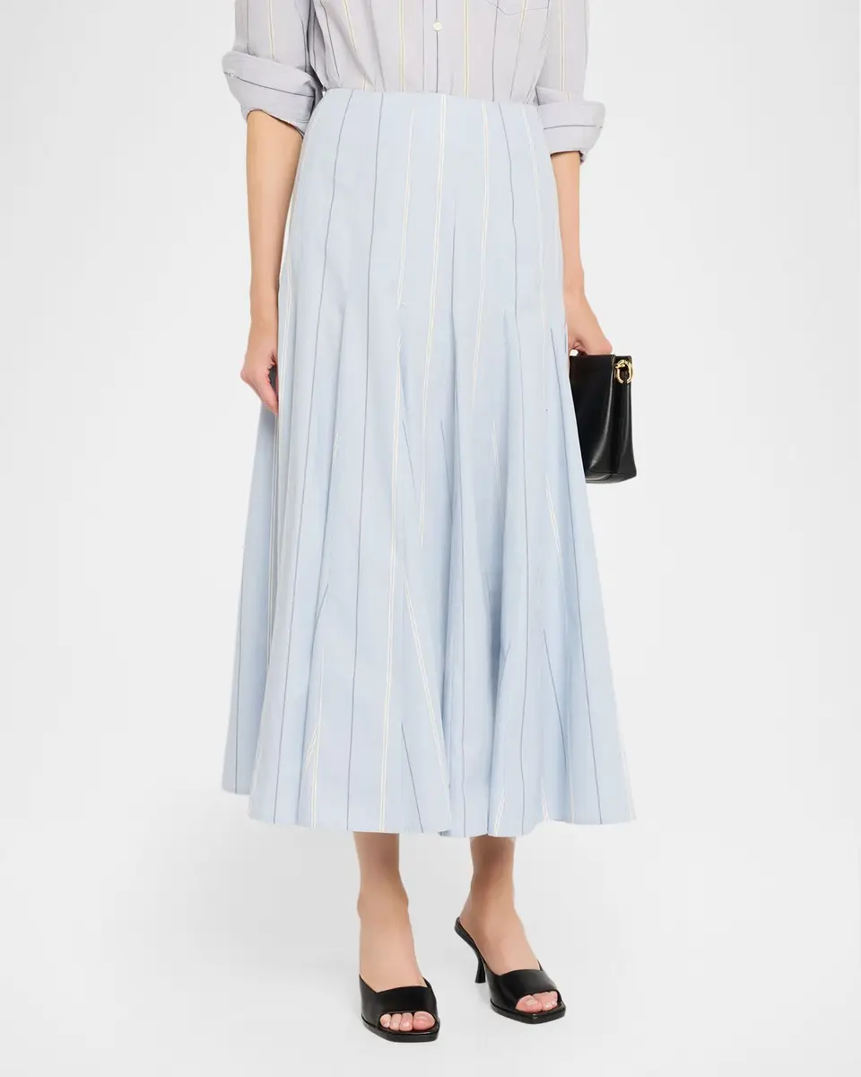 Polo Ralph Lauren Striped Godet Cotton Poplin Midi Skirt | Thumbnail 4 Polo Ralph Lauren Striped Godet Cotton Poplin Midi Skirt | Thumbnail 4