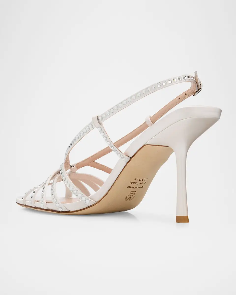 Stuart Weitzman 80mm Carlyle Embellished Satin Slingback Sandals | Thumbnail 4 Stuart Weitzman 80mm Carlyle Embellished Satin Slingback Sandals | Thumbnail 4