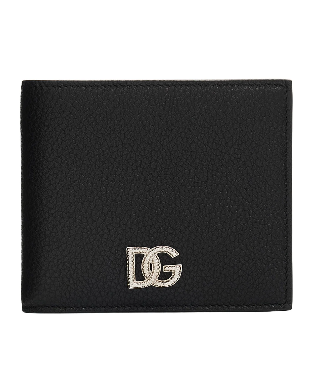 Dolce & Gabbana Men's Monogram Plaque Leather Bifold Wallet