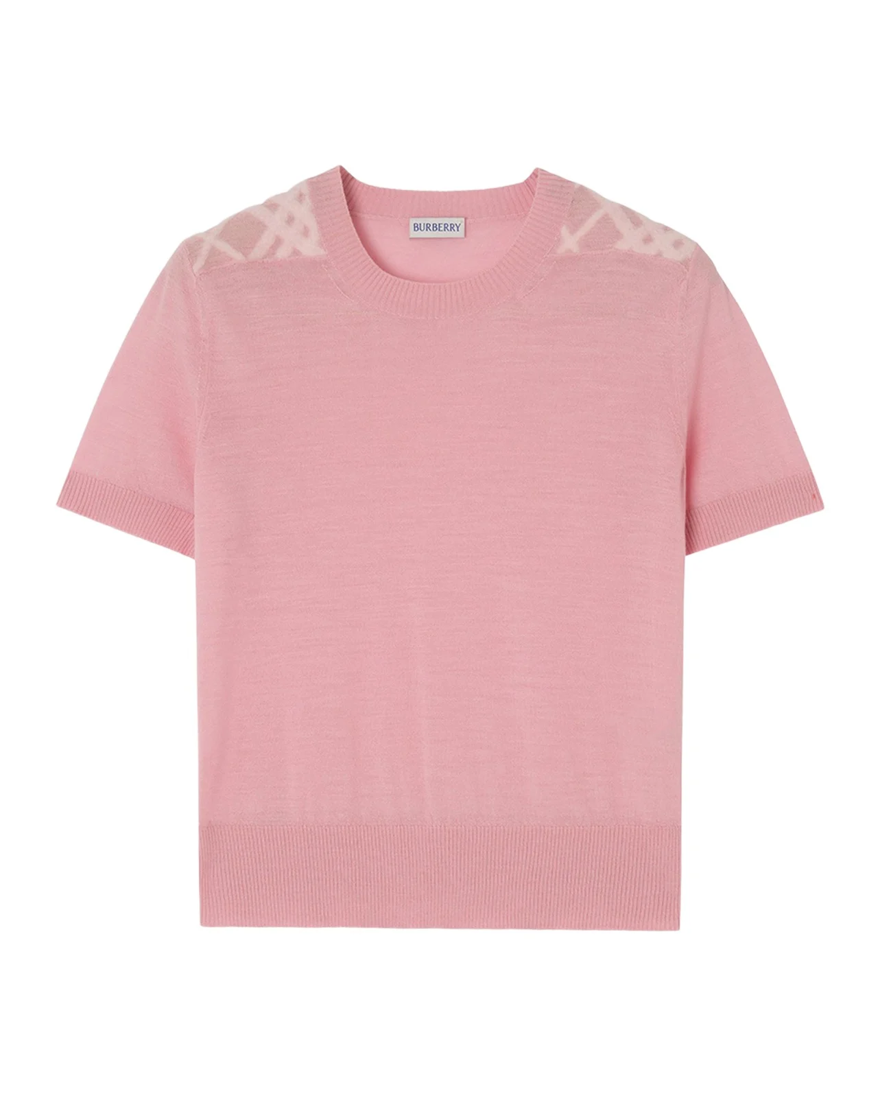 Winnie Check-Shoulder Wool Short-Sleeve Sweater Winnie Check-Shoulder Wool Short-Sleeve Sweater