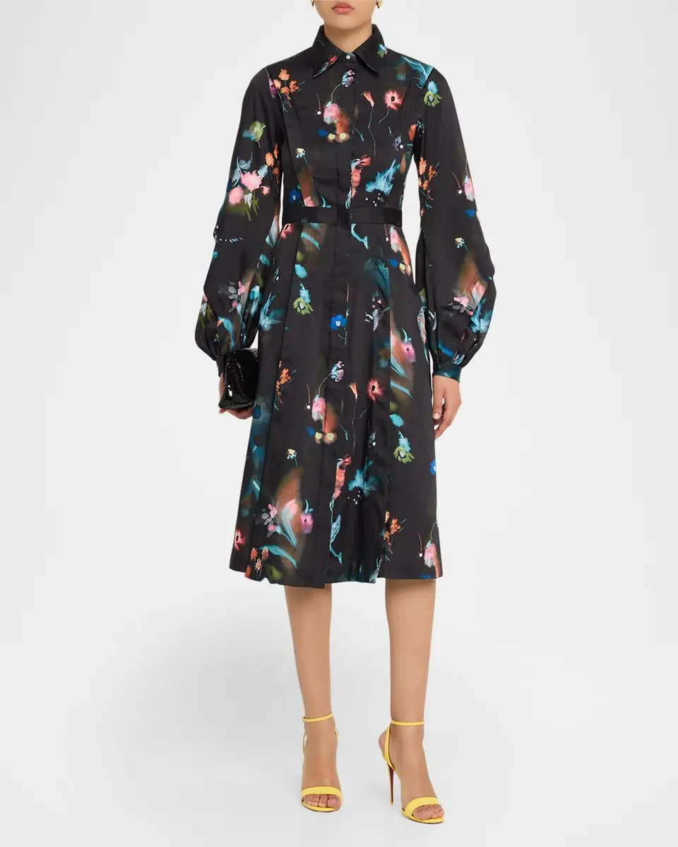 PRABAL GURUNG Balloon Long-Sleeve Floral-Print Midi Dress | Thumbnail 2 PRABAL GURUNG Balloon Long-Sleeve Floral-Print Midi Dress | Thumbnail 2
