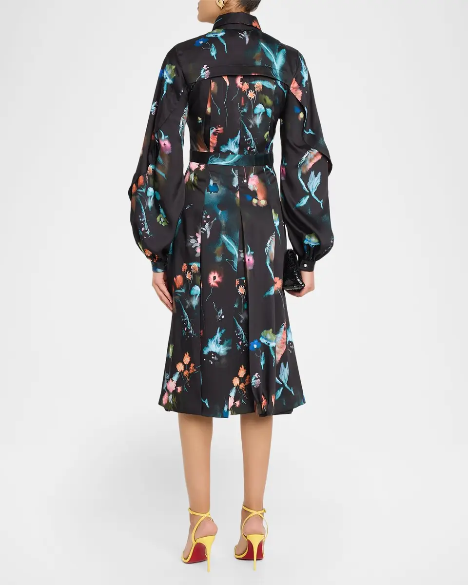 PRABAL GURUNG Balloon Long-Sleeve Floral-Print Midi Dress | Thumbnail 3 PRABAL GURUNG Balloon Long-Sleeve Floral-Print Midi Dress | Thumbnail 3