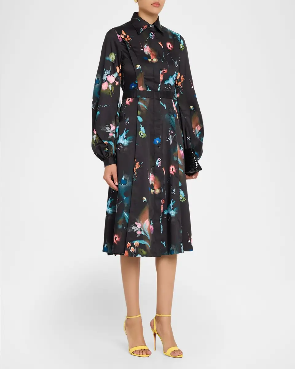 PRABAL GURUNG Balloon Long-Sleeve Floral-Print Midi Dress | Thumbnail 4 PRABAL GURUNG Balloon Long-Sleeve Floral-Print Midi Dress | Thumbnail 4