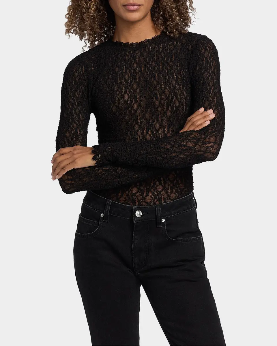 Isabel Marant Brany Stretch Lace Long-Sleeve Top | Thumbnail 4 Isabel Marant Brany Stretch Lace Long-Sleeve Top | Thumbnail 4