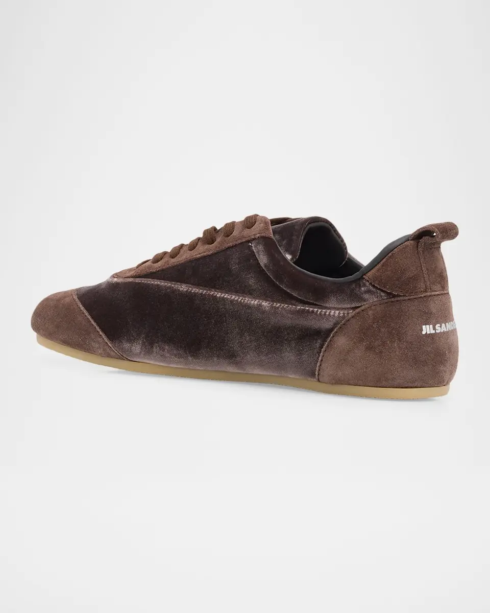 Jil Sander Etage Velvet and Suede Low-Top Sneakers | Thumbnail 2 Jil Sander Etage Velvet and Suede Low-Top Sneakers | Thumbnail 2