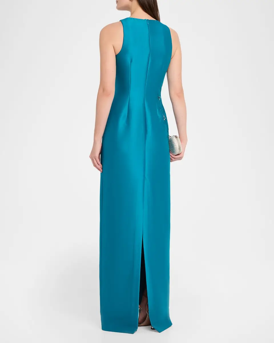 BADGLEY MISCHKA Beaded Floral Applique Column Gown | Thumbnail 3 BADGLEY MISCHKA Beaded Floral Applique Column Gown | Thumbnail 3